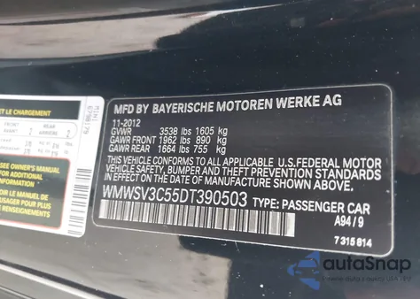 2013 Mini Hardtop Cooper S from USA, damaged, VIN WMWSV3C55DT390503